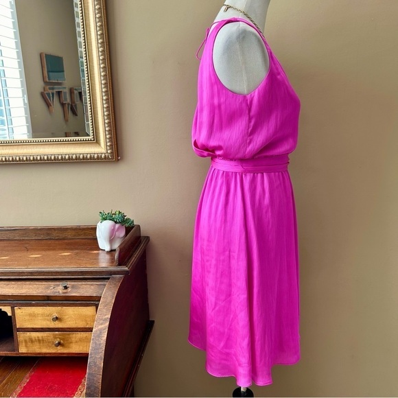 Trina Turk Pink Planetary Mini Dress Faux Wrap Sash Belt Size Small NWT - Picture 6 of 12
